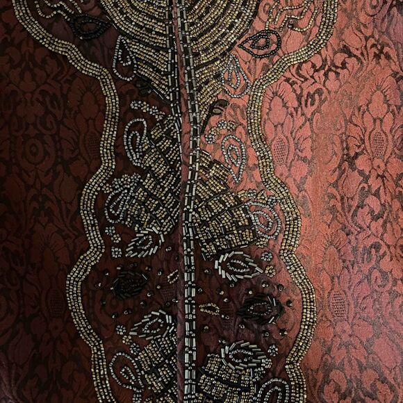 Chico’s Jacket M Purple Jacquard Damask Beaded Open Front Dressy Evening Formal* - Picture 4 of 9